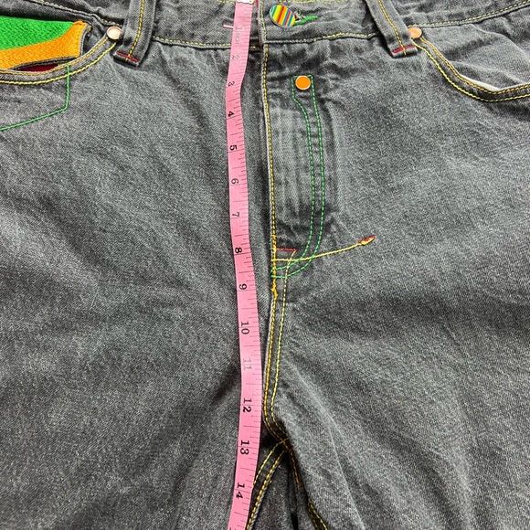 COOGI VINTAGE  Gray Jeans with Green and Yellow Detalla - Picture 3 of 11